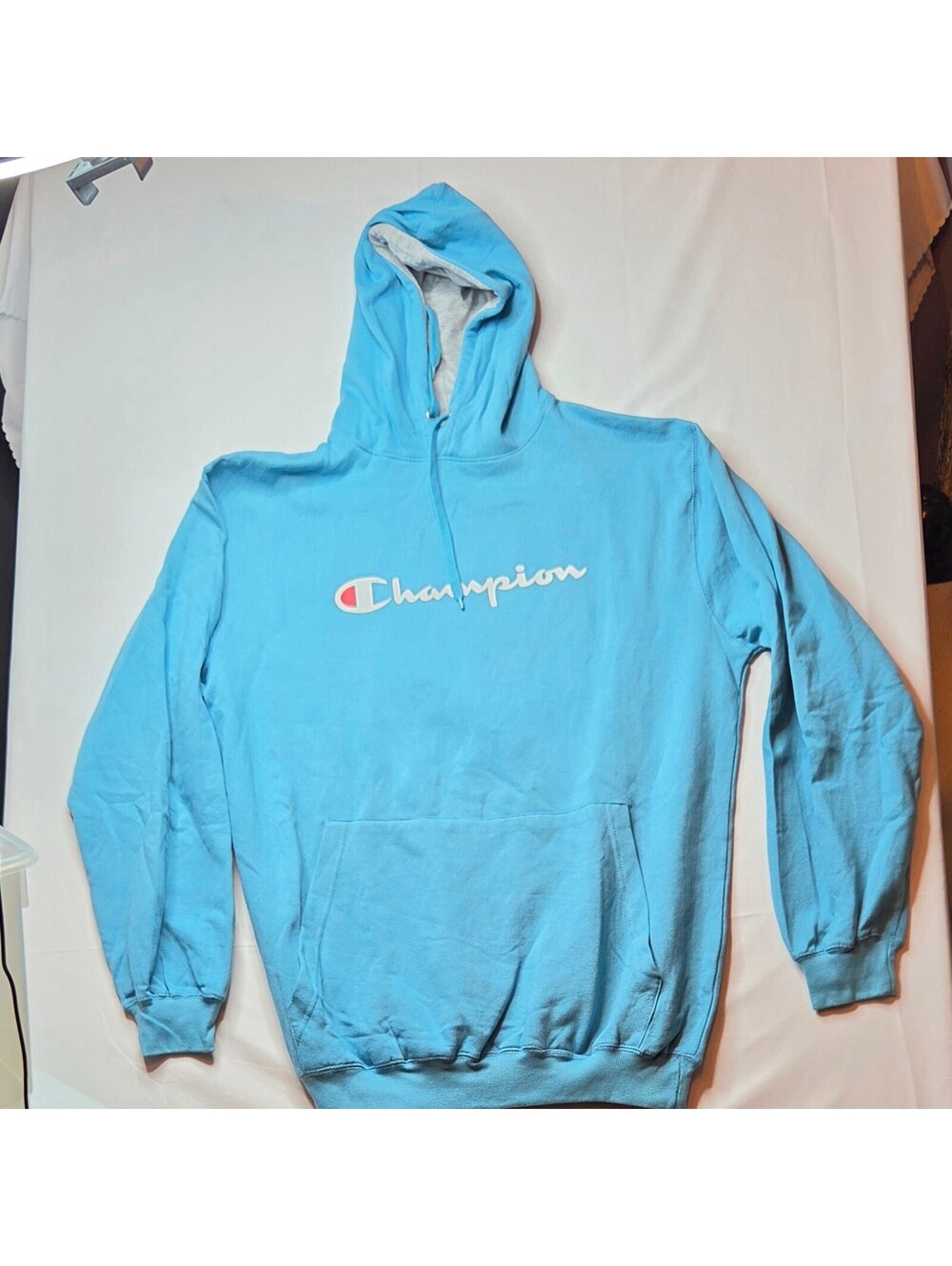 Champion Powerblend Light Blue Script Logo Hoodie XLT Tall